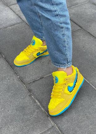 Женские кроссовки жёлтые найк данк nike sb dunk low x grateful dead bears opti yellow3 фото