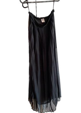 Шифоновая чёрная юбка міді4 фото