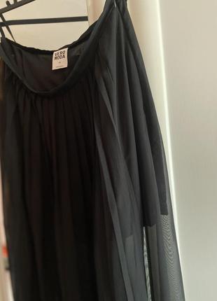 Шифоновая чёрная юбка міді6 фото