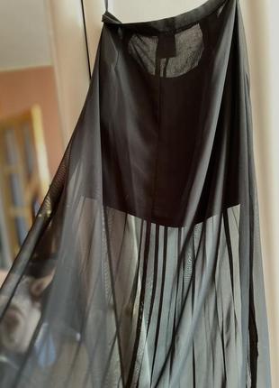 Шифоновая чёрная юбка міді5 фото