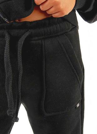 Теплые зимние брюки на флисе для мальчиков, утепленные флисом спортивные брюки3 фото