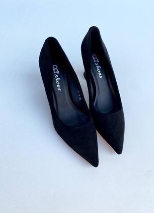 Туфли лодочки на шпильке рюмка черные женские2 фото