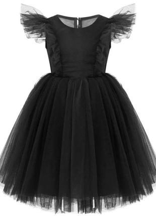 Платье черное 110-140 см на спинке сетка