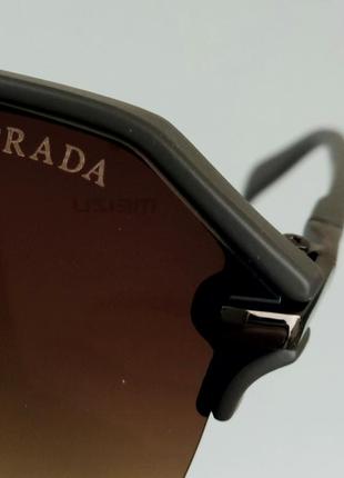 Prada очки капли унисекс солнцезащитные коричневые7 фото