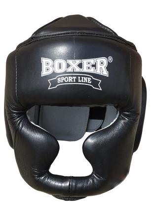 Шлем для бокса и единоборств l кожа boxer черный