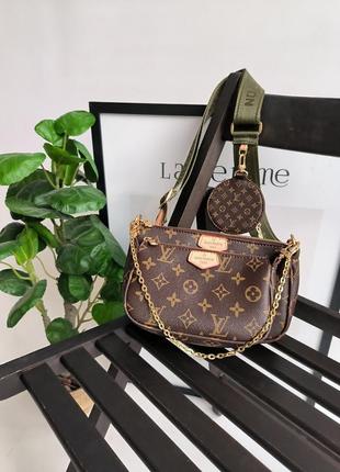 Женская сумка louis vuitton pochete multi brown/green1 фото