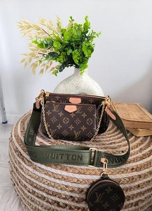 Женская сумка louis vuitton pochete multi brown/green2 фото