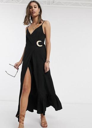 Льняное платье сарафан с запахом asos