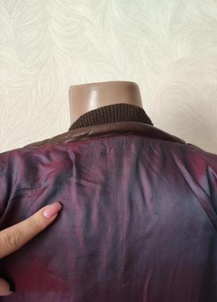 Стильная винтажная оверсайз куртка бомбер из натуральной кожи7 фото