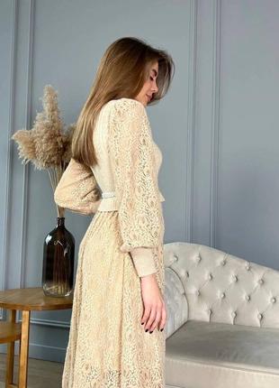 Платье женское комбинированное вязка с кружевом размер 42-449 фото