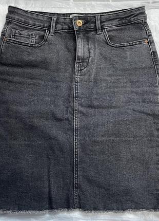 Юбка джинсовая серая1 фото