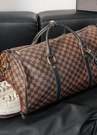 Качественная дорожная сумка для ручной клади в самолет, поезд. сумка для вещей мужская коричневая4 фото