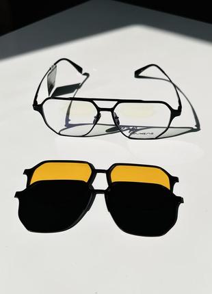 Сонцезахисні поляризовані окуляри з змінними лінзами, кріплення на магніті , оправа металева5 фото