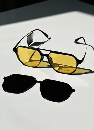Сонцезахисні поляризовані окуляри з змінними лінзами, кріплення на магніті , оправа металева9 фото