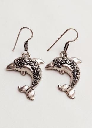 Серьги женские дельфины