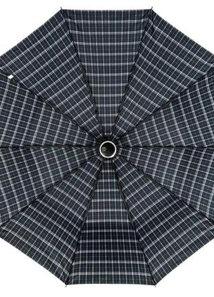 Стильна парасолька напівавтомат в клітинку від bellissimo, з чорною ручкою, м0532-45 фото