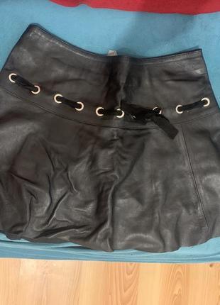 Юбка кожаная и атласная