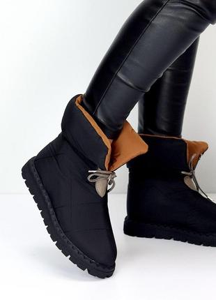 Дутики жіночі матеріал-плащівка чорні зима на 38р.