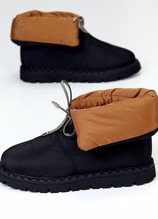 Дутики жіночі матеріал-плащівка чорні зима на 38р.