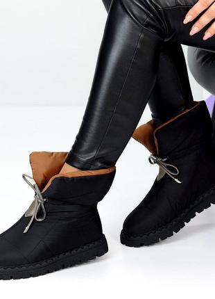 Дутики жіночі матеріал-плащівка чорні зима на 38р.