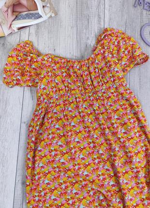 Женское платье с коротким рукавом разноцветное с цветочным принтом primark pазмер 12 (m)5 фото