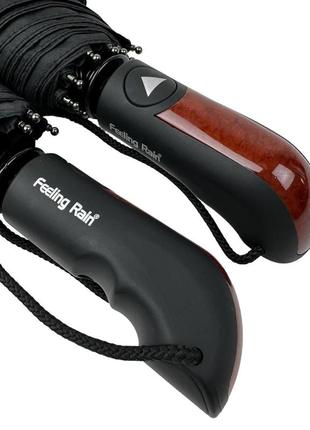 Мужской складной зонт полуавтомат от feeling rain, есть антиветер, черный, fr0453-1