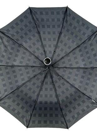 Стильный зонт полуавтомат в клетку от bellissimo, серый с черной ручкой, м0532-27 фото
