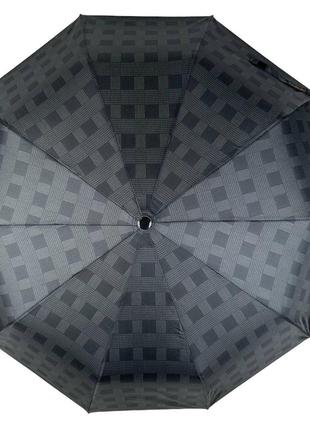 Стильный зонт полуавтомат в клетку от bellissimo, серый с черной ручкой, м0532-25 фото