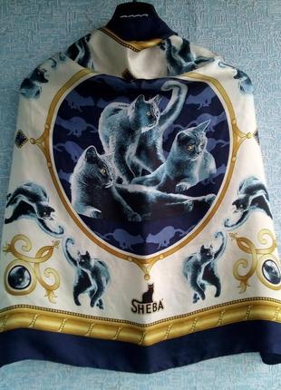 Платок sheba cats из натурального шелка. италия.2 фото