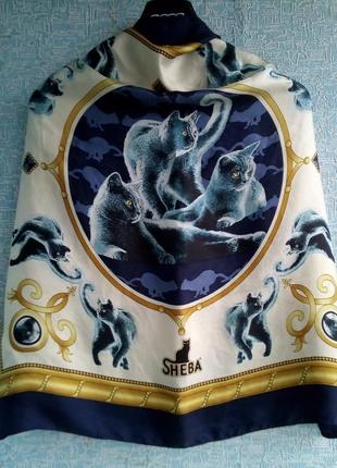 Платок sheba cats из натурального шелка. италия.3 фото