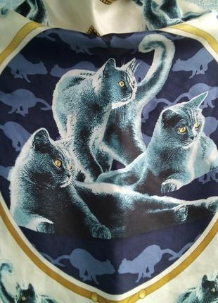 Платок sheba cats из натурального шелка. италия.5 фото