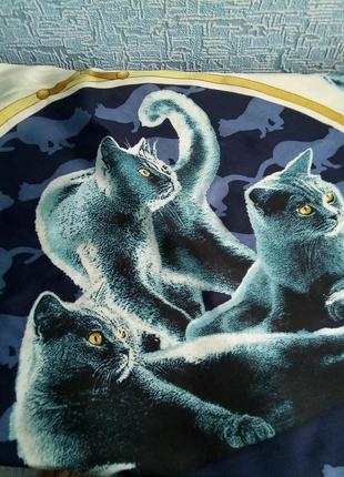 Платок sheba cats из натурального шелка. италия.4 фото