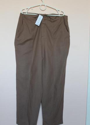 Світло коричневі натуральні легенькі класичні брюки, брючки хлопок, льон та віскоза 52-54 р.2 фото