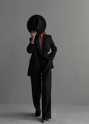 Костюм двойка брюки палаццо пиджак брючный костюм черный беж zara5 фото