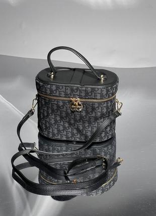 Стильна жіноча сумочка christian dior travel vanity case black 23 х 17 х 14 см