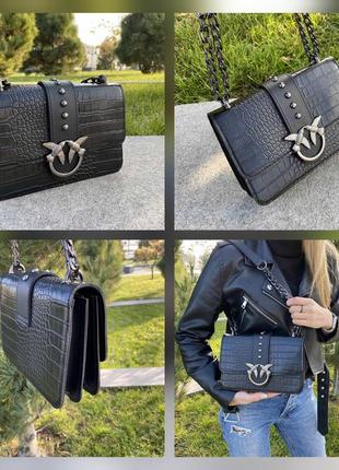 Жіноча міні сумочка клатч під рептилію з пташками, маленька сумочка на ланцюжку з птахами