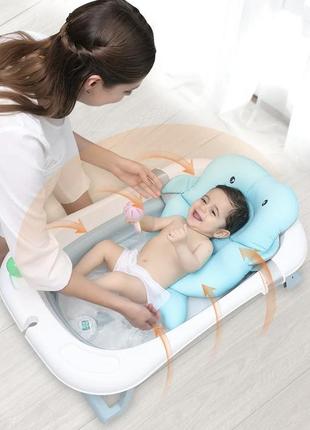 Детская ванночка для купания складная с термометром и подушкой2 фото