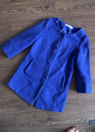 Пальто пиджак ярко синее2 фото