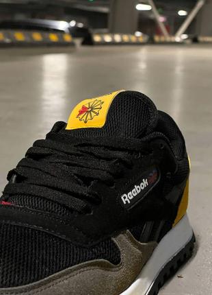 Reebok classic black yellow кроссовки8 фото