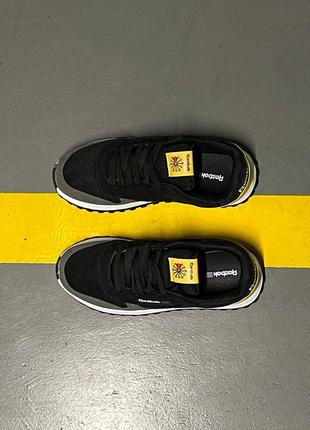 Reebok classic black yellow кроссовки7 фото