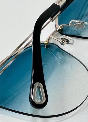Солнцезащитные очки женские безоправные с градиентными линзами и металлическими дужками цвет морской волны6 фото