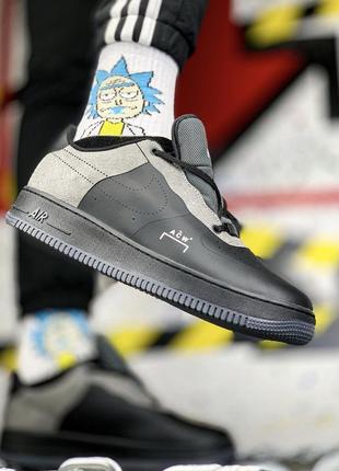 Nike air force 1 low black grey, мужские кроссовки найк весна-осень2 фото