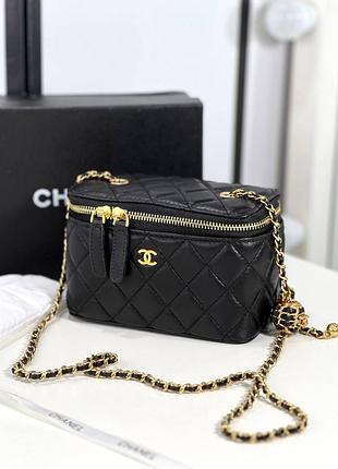 Сумка кейс женский кожаный черный брендовый в стиле chanel