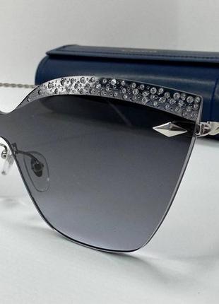 Солнцезащитные очки женские безободковые бабочки с тонкими металлическими дужками перекрут