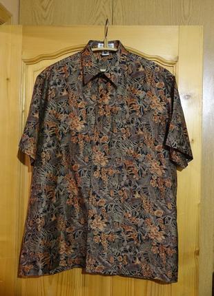 Красивая летняя рубашка из тайского шелка , выполненного в стиле батик cewing gun тайланд xl.1 фото