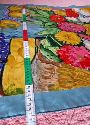 Женский шелковый платок картина цветы