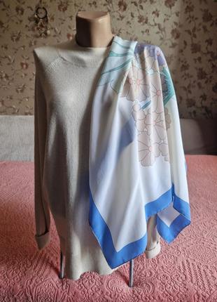 Женский шелковый платок нежный цветочный рисунок gres paris3 фото