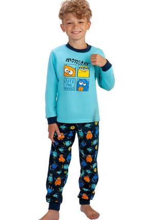Утепленная пижама с начесом с динозаврами хлопковая пижама для мальчика с динозаврами3 фото