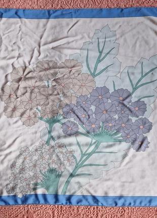 Женский шелковый платок нежный цветочный рисунок gres paris4 фото