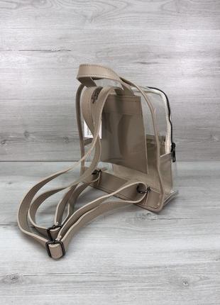 Прозрачный силиконовый рюкзак бежевый2 фото